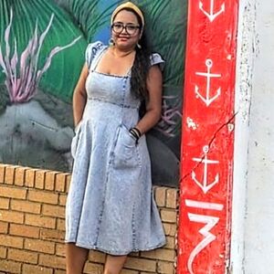 Jade By Jane Large Gray Denim Dress